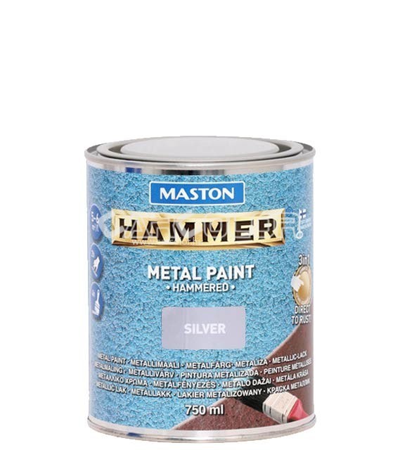 Hammer 3in1 Hammered  Metal Paint to Rust (750ml) - Silver