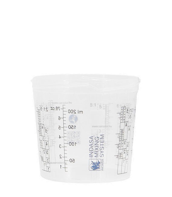Indasa Műanyag keverőedény tetővel - Skálázott - Oldószerálló (0,2 Liter)