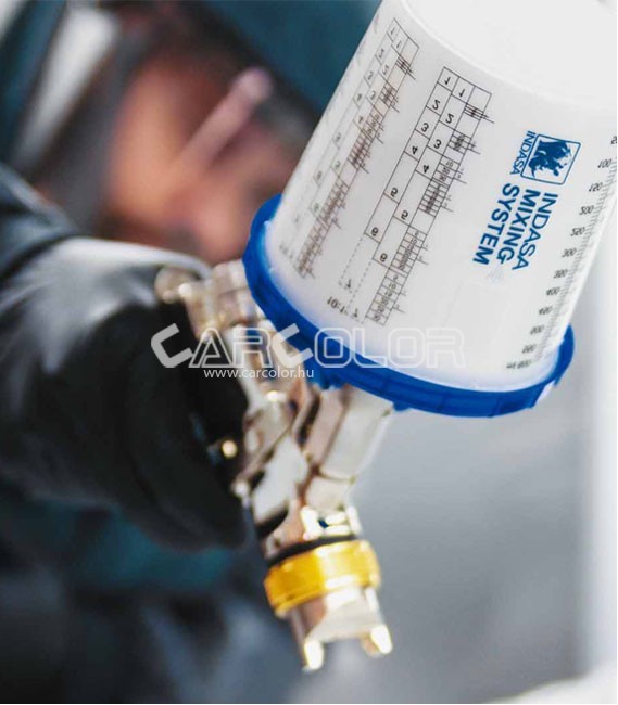 Indasa Műanyag keverőedény tetővel - Skálázott - Oldószerálló (0,4 Liter)