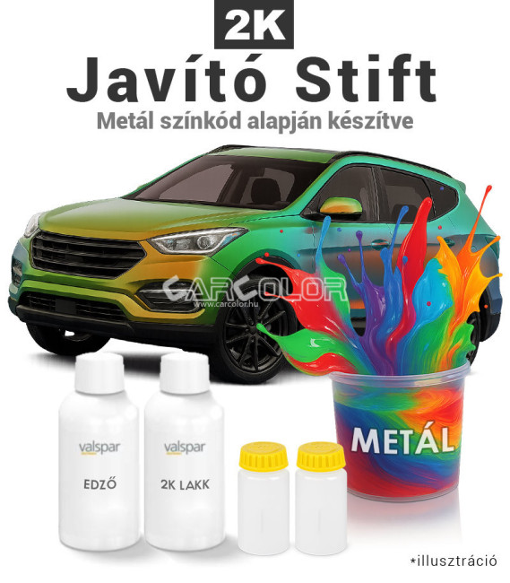 2K Fényezés Javító Stift és toll szett metál színekhez