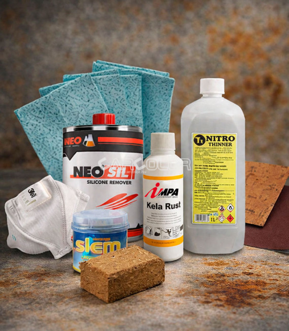 Autó Rozsda eltávolító Szett háttérrel